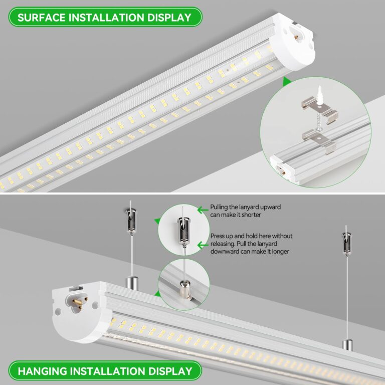 Skymoatled T12 8FT LED Shop Lights Garage Lights,130W 5000K 20800LM Daylight Color,Hanging/Surface Mount,Super Bright,Plug and Play,Linkable LED Shop Lights for Warehouse Workshop Basement,6Pack - Image 8