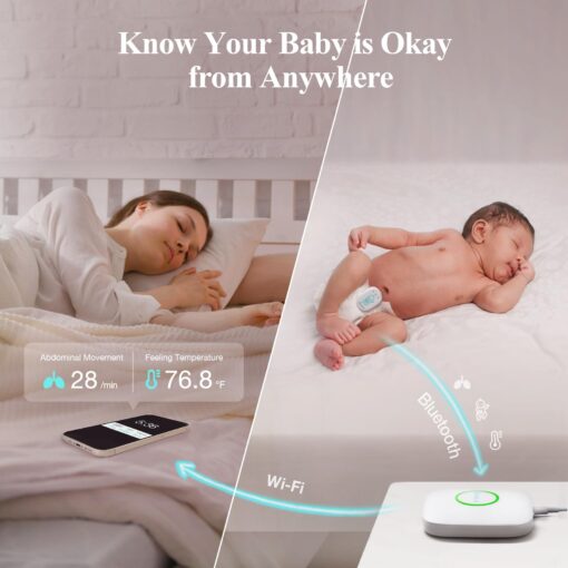 Sense-U Smart Baby Monitor Pro(Long Range) with Arousal Vibration, Audible & App Alerts Anywhere: Tracks Abdominal Movement, Rollover, Sleeping Position, Feeling Temperature, Wearable Sleep Monitor - Image 8