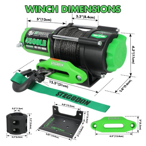 STEGODON 4500 Winch 12V Electric ATV/UTV Winch with Synthetic Rope,2pcs Wireless Remote and Winch Stopper for Towing Jeep Off-Road SUV Truck Car Trailer Boat - Image 7
