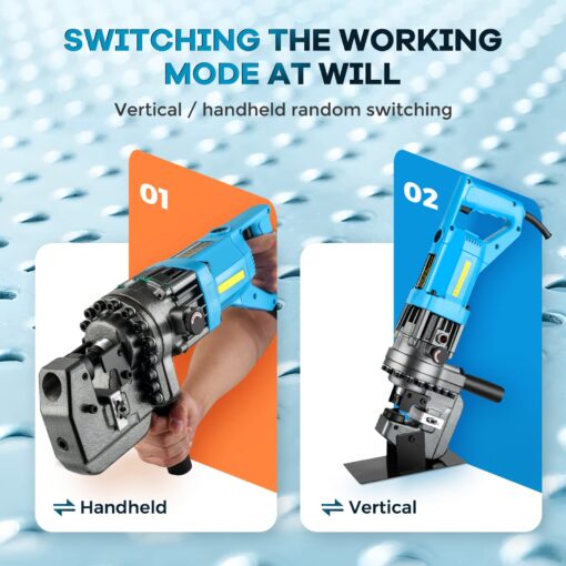 Bonvoisin Electric Hydraulic Hole Puncher Φ1/4"-4/5" 1200W Punching Machine 110V Metal Hole Punch with Carbon Brush 5 Dies for Iron Copper Aluminum Plate Angle Steel - Image 2