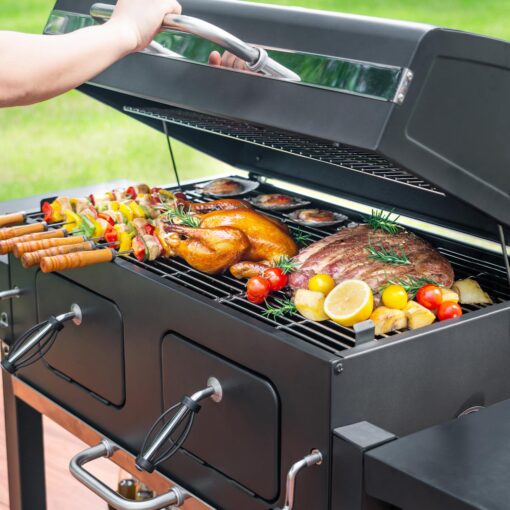 Charcoal Grill Outdoor BBQ Grill, Extra Large Cooking Area 794 Square Inches with Two Individual & Adjustable Charcoal Tray, Foldable Side Tables for Outdoor Cooking Backyard Camping Picnics By DNKMOR - Image 6