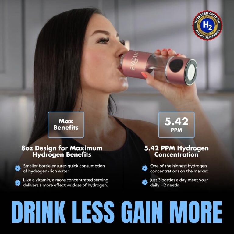 EVOLV Hydrogen Water Bottle Generator – SPE & PEM Water Ionizer 5.42PPM, Highest Concentrated Dose – 8oz Hydrogenated Water Bottle for Improved Energy & Inflammation Support - Easy to Use, Rose - Image 7