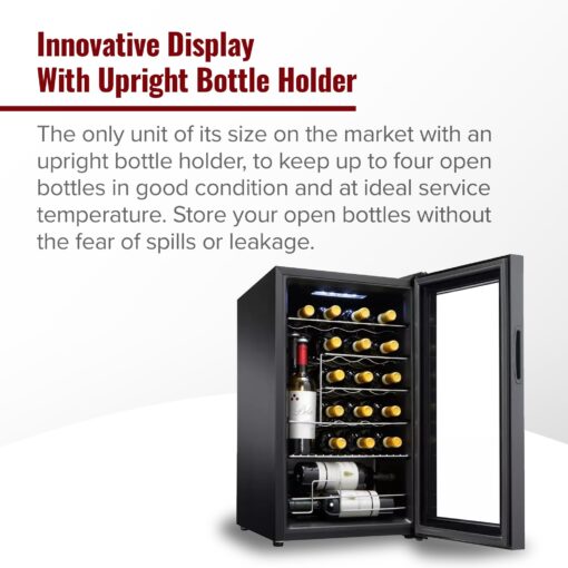 Wine Enthusiast 24-Bottle Compressor Wine Cooler with Upright Bottle Storage - Freestanding Wine Refrigerator with Digital Touchscreen and LED Temperature Display - Image 8