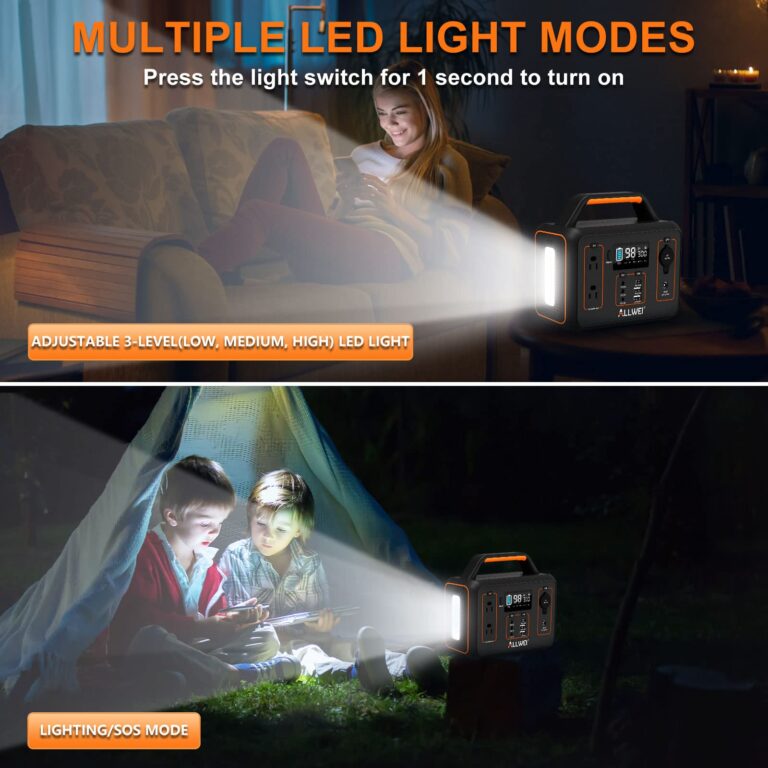 ALLWEI Portable Power Station 300W(Surge 600W), 280Wh Solar Generator with 110V Pure Sine Wave AC Outlet, 78000mAh Backup Lithium Battery Generator for CPAP Outdoor RV Camping Emergency Home Use - Image 4