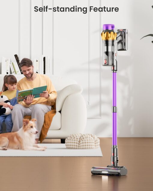 Cordless Vacuum Cleaner, 550W 45KPA 70 Mins Vacuum Cleaners for Home, Self-Standing Cordless Vacuum with Charging Dock Station, LED Display, Upgraded Anti-Tangle Stick Vacuum for Pet Hair/Carpet/Floor - Image 4