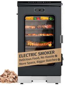 EAST OAK 30" Electric Smoker, Outdoor Smoker with Glass Door & Meat Thermometer, 725 Sq Inch Large Capacity, 4 Detachable Racks for Backyard BBQ, Party, Outdoor Cooking Night Blue
