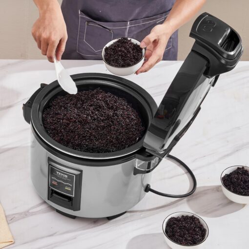 VEVOR Commercial Rice Cooker, 60-Cup Rice Cooker, 13.74 Qt / 13 Liter Large Rice Cooker and Warmer with Nonstick Inner Pot, Fast Cooking and 12-Hour Keep Warm, with Rice Cup and Paddle, for Restaurant - Image 3