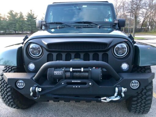 RUGCEL WINCH 12000lb 12V Truck Waterproof Electric Black Synthetic Rope Electric Winch with Hawse Fairlead,Wired Handle,2 Wireless Remote Control,Jeep Trailer Winch - Image 3