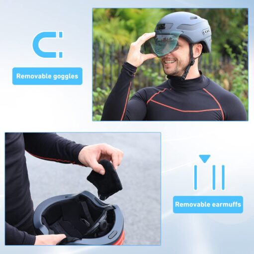 KRACESS KRS-S1 Bike Helmets for Men Smart Helmets for Adults with 1080P 60 fps Sports Camera Dual Antenna Bluetooth Womens Bike Helmet (L-22-24.4in, Matte Black) - Image 4
