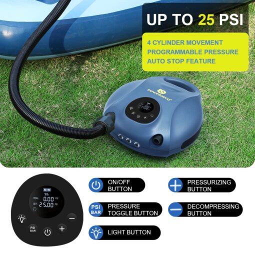 Paddle Board Pump Rechargeable Sup Air Pump Electric Portable with 10000mAh Battery, 25PSI High Pressure Inflator & Deflator for Inflatable Stand Up Paddleboards Kayak Boats Tents - Image 5