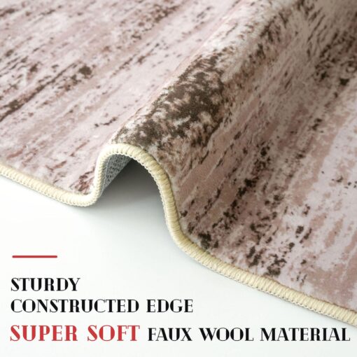 Lansny Modern Abstract 8x10 Large Living Room Washable Rug Non-Slip Soft Bedroom Area Rug Taupe-Brown Thin Print Faux Wool Carpet Throw Rugs for Nursery Playroom Dining Room Indoor Office Home Decor - Image 6