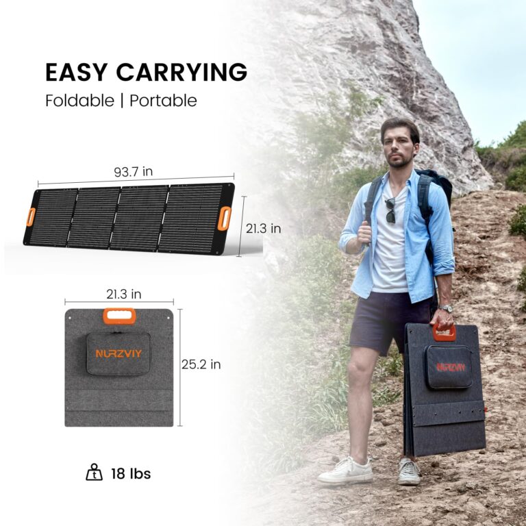 NURZVIY Portable Solar Panel 200 Watt Foldable 200W Solar Cell Solar Charger for Power Station, Waterproof w/Adjustable Kickstand XT60 Anderson DC 8mm Connector for Camping, Off Grid Living - Image 4
