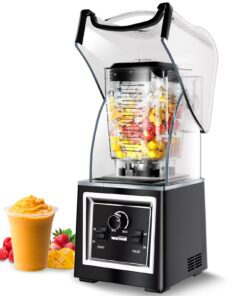 Wantjoin Professional Grade Blender - Soundproof & Quiet Commercial Blenders, Removable Shield, 2000W Watte, 67 Oz Capacity - Perfect for Kitchen, Fruits, Shakes, Smoothies, and Frozen Drinks(Black)