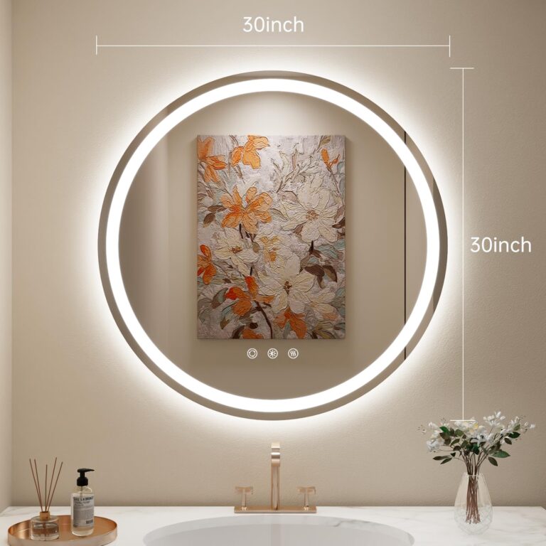 LOVESPEJO 30" Round LED Mirror for Bathroom, Anti-Fog LED Bathroom Vanity Mirror with Lights, Dimmable, 3 Colors, IP54 Waterproof - Image 2