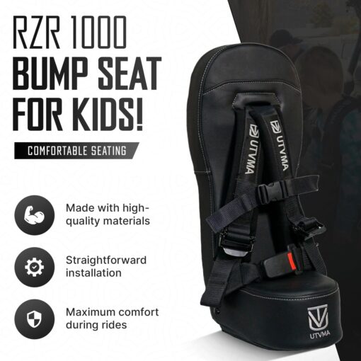 UTVMA RZR 1000 and 900 (2014-2023) Bump Seat with 4-Point Harness | Kids Seat | Jump Seat | All Models (XP, Turbo, Turbo S, High Lifter, Sport, Premium, Ultimate) (Black) - Image 7