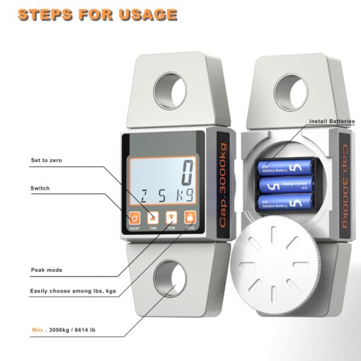 Mefape 3000kg/6600lbs Professional Digital Hanging Scale, Heavy Duty Industrial Crane Scale, Smart High Accuracy Electronic Scale with Shackle + LCD Display - Image 7