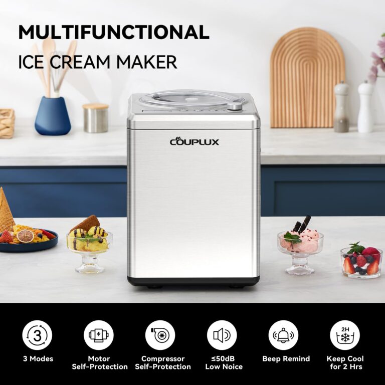 COUPLUX 2.65 Qt Ice Cream Maker, Largest Capacity & Fast Freezing Ice Cream Machine with Built in Compressor Easy Operate & Clean Ice Cream Maker Machine with All Stainless Steel, LCD Digital Display - Image 3