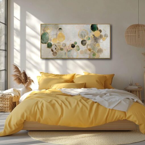 YJYart Green Wall Decor Abstract Wall Art for Living Room Gold Wall Decorations Circle Poster Pictures for Home Kitchen Office 24”x48” - Image 6