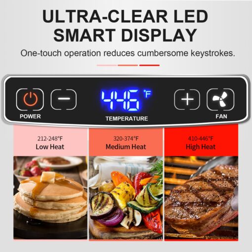 Smokeless Indoor Grill, CUSIMAX Electric Grill with Non-stick Removable Grill/Griddle Plate, 1500W Korean BBQ Grill with LED Smart Display & Tempered Glass Lid, Easy to Clean, Black - Image 6