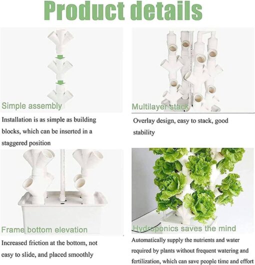 Vertical Grow Tower,Vegetable Plant Tower,2/3/4 Columns Hydroponic Growing Kit, Hydroponic Tower Grow System,Gift for Gardening Lover - Home Grow Herbs,Veggies & Fruit,16/24/32Holes,16Holes - Image 6