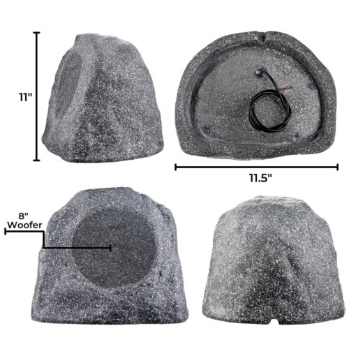 OSD 8" Grey Outdoor Rock Speaker 200W Weather Resistant Passive Stereo Pair RX805 - Image 7