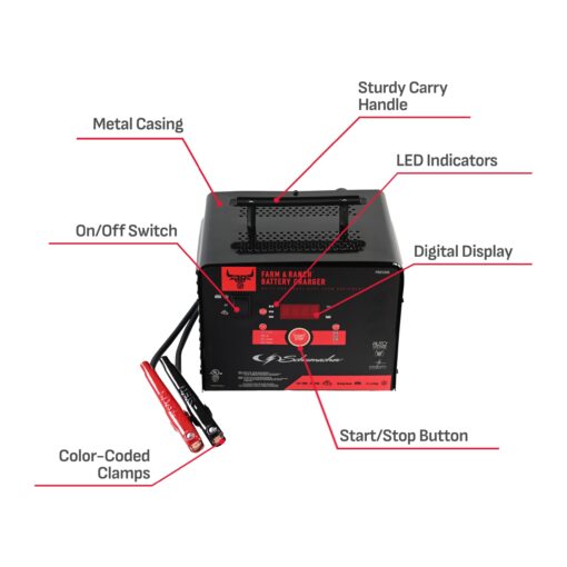 Schumacher Electric Farm and Ranch Battery Charger and Engine Starter, FR01335, 4-in-1, Fully Automatic, 200A/150A Engine Start, 40/20 Amp Boost Mode, 6V/12V, for Automotive & Marine Batteries - Image 3