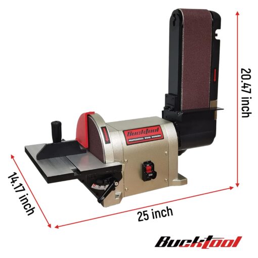 Bucktool Bench Belt Disc Sander Combo BD4801, 4x36 Inch Belt & 8 Inch Disc, 3/4 HP Electric Motor, Rotating Base & Dust Collection Fitting - Image 8