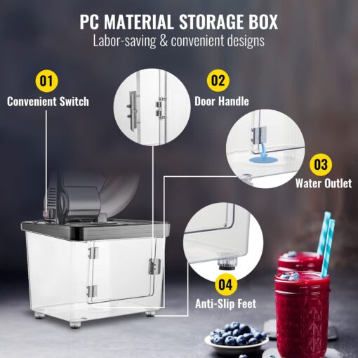 VEVOR 110V Commercial Ice Crusher 661LBS/H, ETL Approved 300W Electric Snow Cone Machine with Dual Blades, Stainless Steel Shaved Ice Machine with Safety On/Off Switch for Family, Restaurants, Bars - Image 5