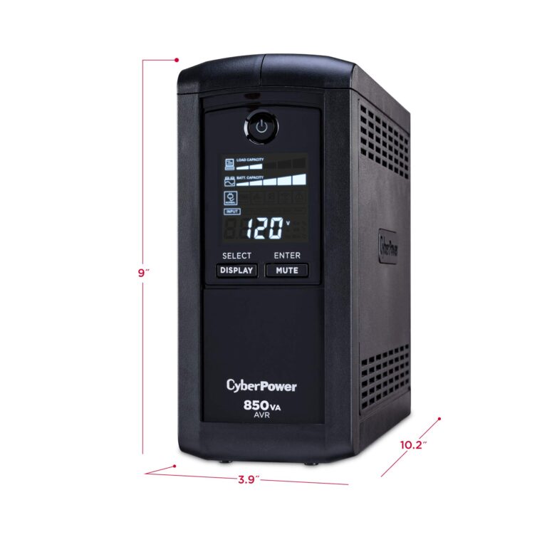 CyberPower CP850AVRLCD Intelligent LCD UPS System, 850VA/510W, 9 Outlets, AVR, Mini-Tower - Image 5