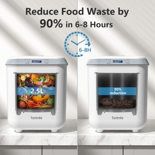 Electric Composter for Kitchen: Smart Compost Bin Outdoor/Indoor, Odorless/Auto-Cleaning/Intelligent LED Display, 2.5L Auto Garbage Disposal Home Countertop Composting Bin, Turn Waste into Fertilizer - Image 7