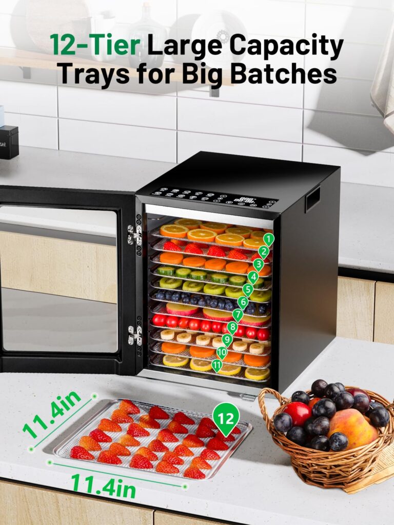 KEENSTAR Food Dehydrator for Jerky, 12 Stainless Steel Trays, 10 Presets, 165℉ Temperature Control, 48H Timer, 850W Dryer Machine for Dog Treats, Herb, Veggies, Meat, Fruit - Image 7