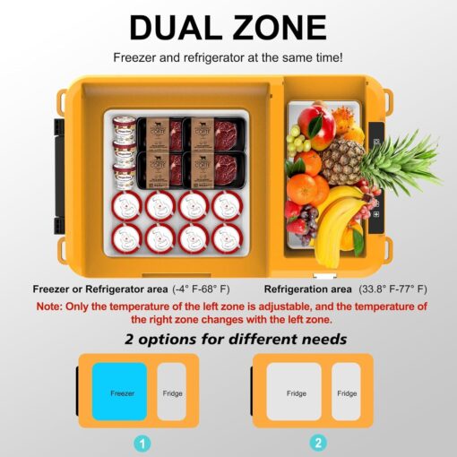 T-SUNiceM 12 Volt Car Fridge, 28 Quart Electric Cooler Dual Zone, Car Refrigerator -4℉~68℉ 12/24V DC & 100-240V AC App Control for Dewalt 18-20V Battery Truck Van RV Camper Travel Camping Road Trips - Image 7