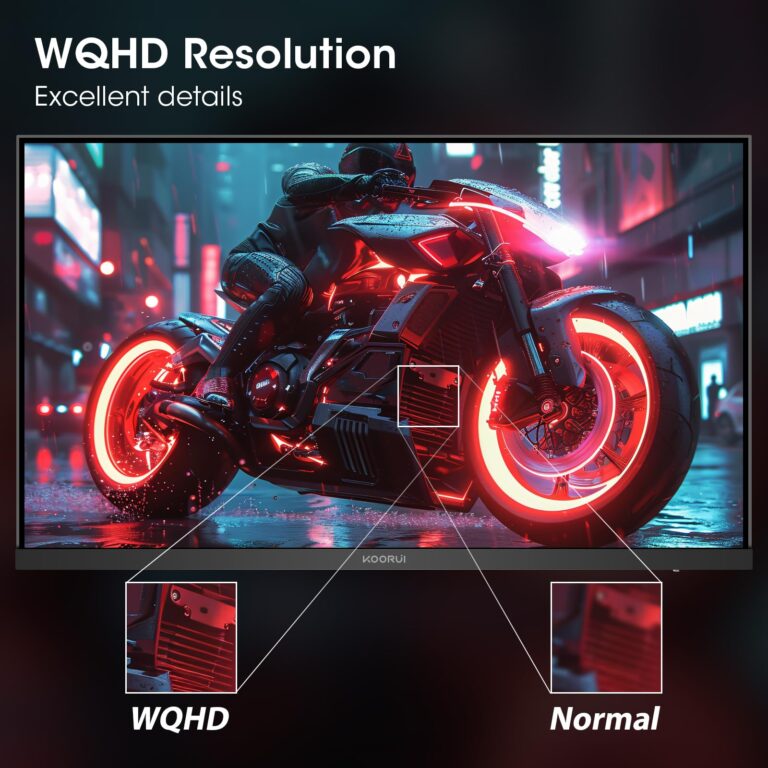 KOORUI 27” WQHD (2560 x 1440p) Gaming Monitor 170Hz (Supports 144Hz), 1ms Fast IPS, HDR 10, DCI-P3 95% Color Gamut, FreeSync Premium, Adaptive G-Sync, HDMI x 2, DisplayPort, Black - Image 8
