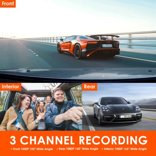 VANTRUE N4 3 Channel Dash Cam, 4K+1080P Dual Channel, 1440P+1080P+1080P Front Inside Rear Three Way Triple Car Dash Camera, IR Night Vision, Capacitor, 24 Hours Parking Mode, Support 256GB Max - Image 9
