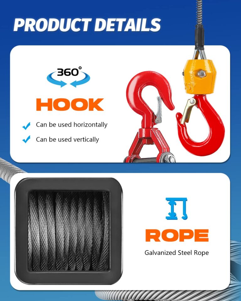 NEWTRY 3 in 1 Electric Hoist Winch 440lb, 16ft/min Manual|Cable| Control, 62ft Portable Power Electric Lift with Sling Strap for Lifting Small Engines, Bicycles, Groceries - Image 4