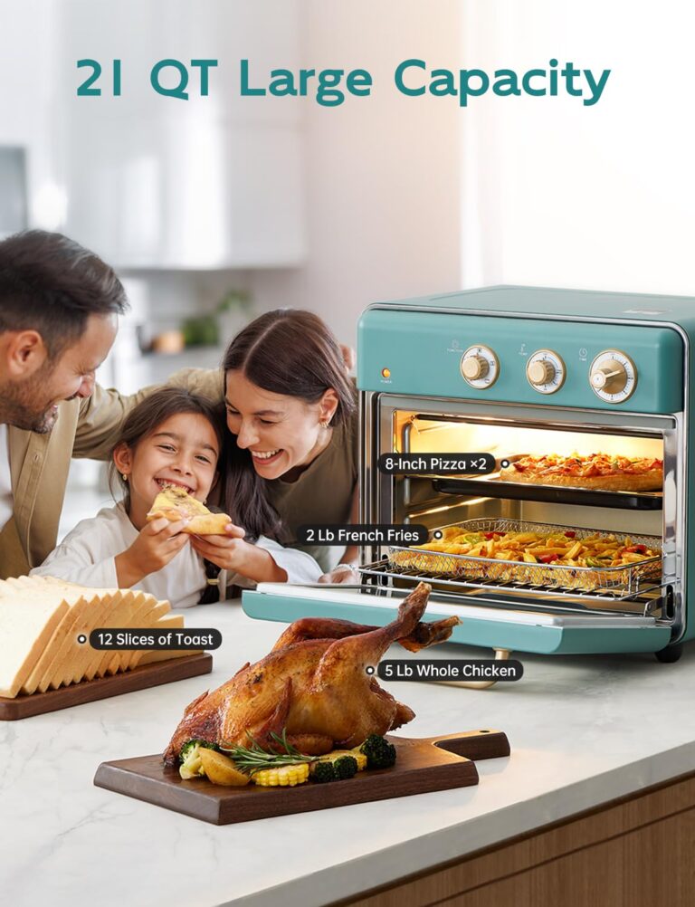 Neretva [21 QT& 6-in-1] Toaster Oven & Air Fryer, Compact Toaster Ovens Countertop with 5 Slices 1500W Rapid Heat Air Fryer Toaster Oven Combo Stainless Steel for Bake/Toast/Broil/Air Fryer/Defrost - Image 2