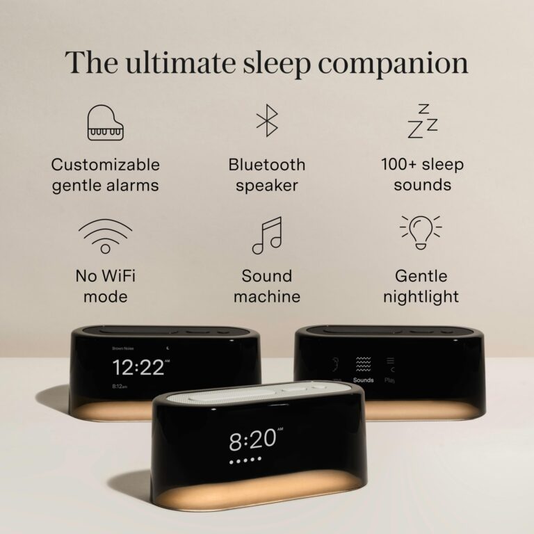 Loftie Smart Alarm Clocks for Bedrooms - Sound Machine Alarm Clock with Light, Bluetooth Speaker, White Noise, Nature Sound, Nightlight, Blackout Mode - Battery-Powered Smart Clock (White Top) - Image 7