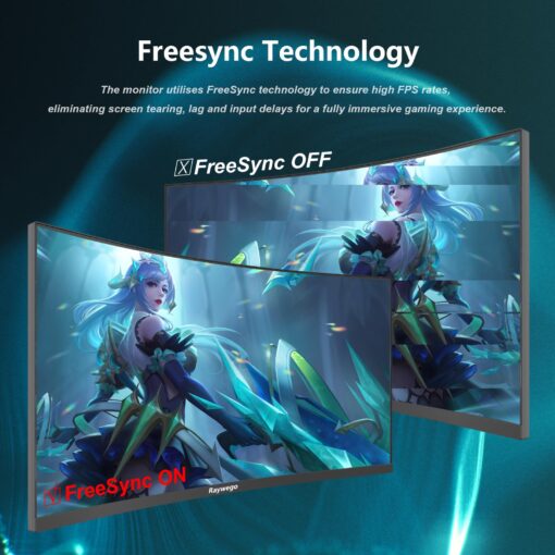 Raywego 34 inch Ultrawide Curved Computer Gaming Monitor 165Hz UWQHD 3440x1440,1500R -PIP,1ms (MPRT),HDR, 300nits, sRGB99%,FreeSync,HDMI2.0(TMDS) x2,DP1.4 x2,Eye Care,Support - Image 4