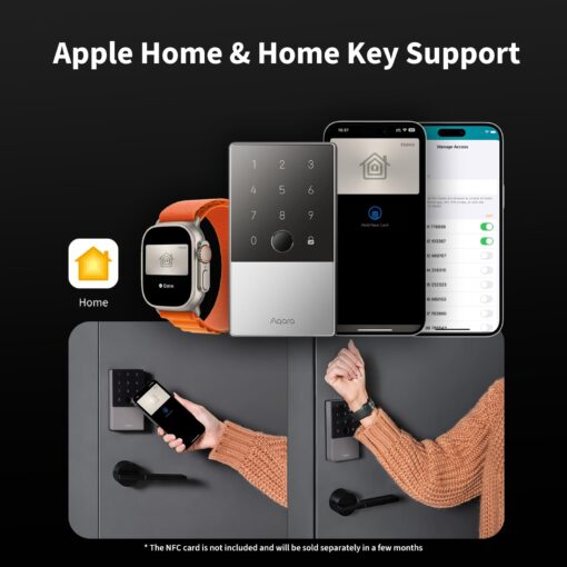 Aqara Smart Lock U100, Fingerprint Keyless Entry Door Lock with Apple Home Key, Touchscreen Keypad, Smart Electronic Deadbolt, IP65 Weatherproof, Supports Apple HomeKit, Alexa, Google, IFTTT, Silver - Image 6