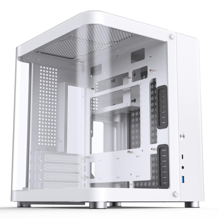 JONSBO TK-1 White Micro ATX Mini Tower Computer CASE, Hyperboloid Glass Design, Separated Cabinet Structure, Al Alloy Shell Matx Desktop PC Case, Support ATX Power supply/240 AIO, White - Image 6