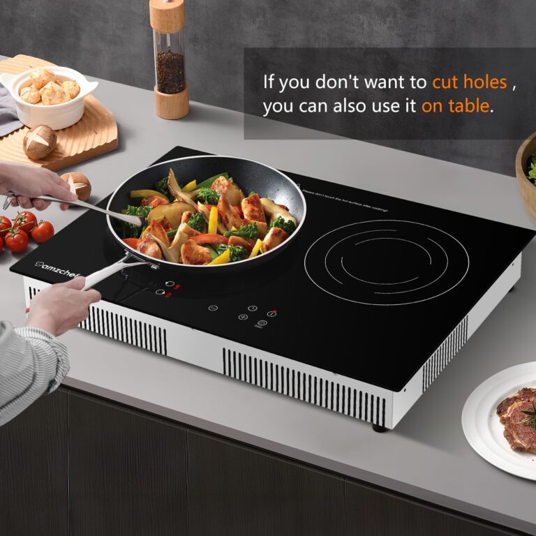 AMZCHEF Induction Cooktop 2 Burners, Bulit-in & Countertop 9 Power Levels Electric Cooktop with Plug, 110V-120V Double Induction Stove Sensor Touch, 99-min Timer, Safety Lock, Ceramic Glass - Image 3