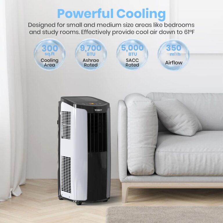TOSOT 9,700BTU (5,000 BTU SACC) Portable Air Conditioner, Smart Wifi Control, AC Unit with Dehumidifier, Fan, Window Kit for Easy Installation, Cool Rooms Up to 300 Square Feet, Shiny Series - Image 9