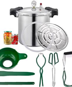 25 Quart Pressure Canner Cooker & all american pressure canners for canning & water bath canner | Pressure Gauge & Pressure Regulator | Induction Compatible & Pressure release 13 PSI (+/- 5%)