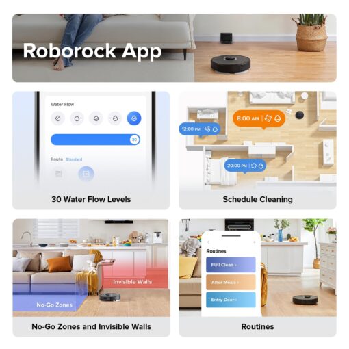 roborock Q7 Max Robot Vacuum and Mop, 30-Level Adjustable Water Flow, 4200Pa Suction, PreciSense LiDAR Navigation, No-Go Zone, No-Mop Zone, 3D Mapping, App & Voice Control, Ideal for Pet Hair - Image 5