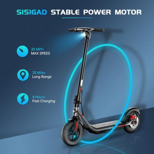 Electric Scooter Adults, 10" Solid Tires, Max 25 Mile Range, 25 MPH＆500W Motor Max Power, Digital Display and Cruise Control Foldable E-Scooter for Adults - Image 8