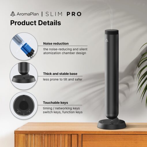 Slim Pro 2025 Waterless Tower Diffuser (Fragrance Included) - Diffuser for Aromatherapy Oils - No Noise, Easy Scent Adjustment & Energy Saving - Wireless Pro for Home, Office & Hotel (Black) - Image 6