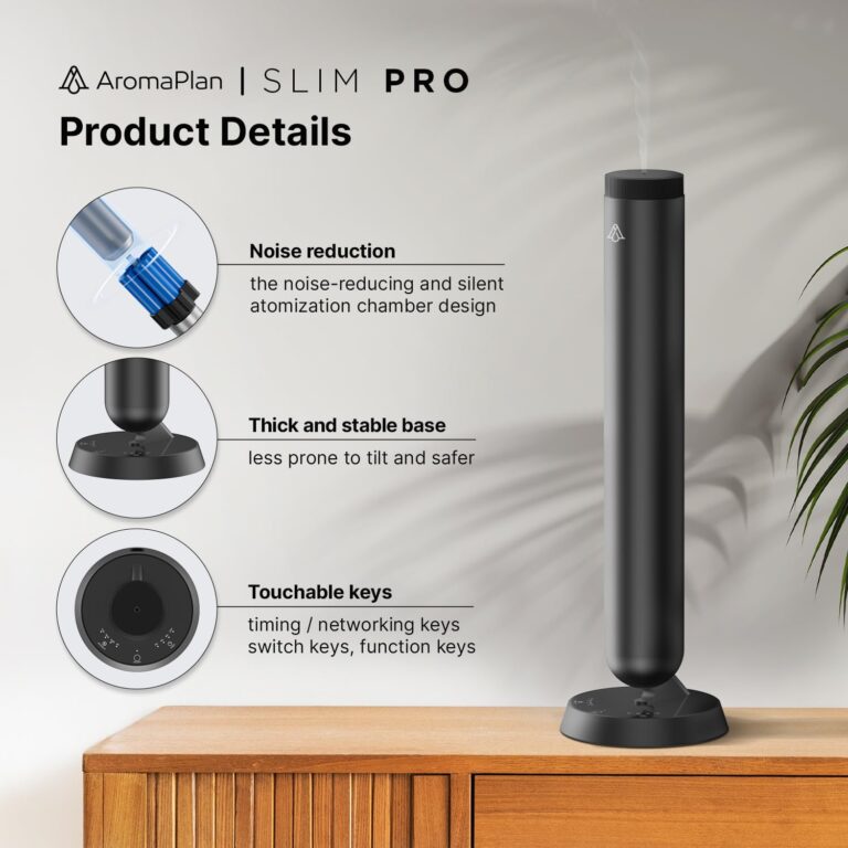 Slim Pro 2025 Waterless Tower Diffuser (Fragrance Included) - Diffuser for Aromatherapy Oils - No Noise, Easy Scent Adjustment & Energy Saving - Wireless Pro for Home, Office & Hotel (Black) - Image 6