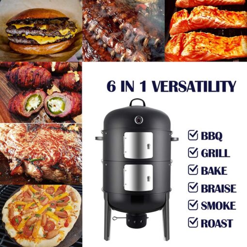 Realcook Charcoal BBQ Smoker Grill - 20 Inch Vertical Smoker for Outdoor Cooking Grilling - Image 2