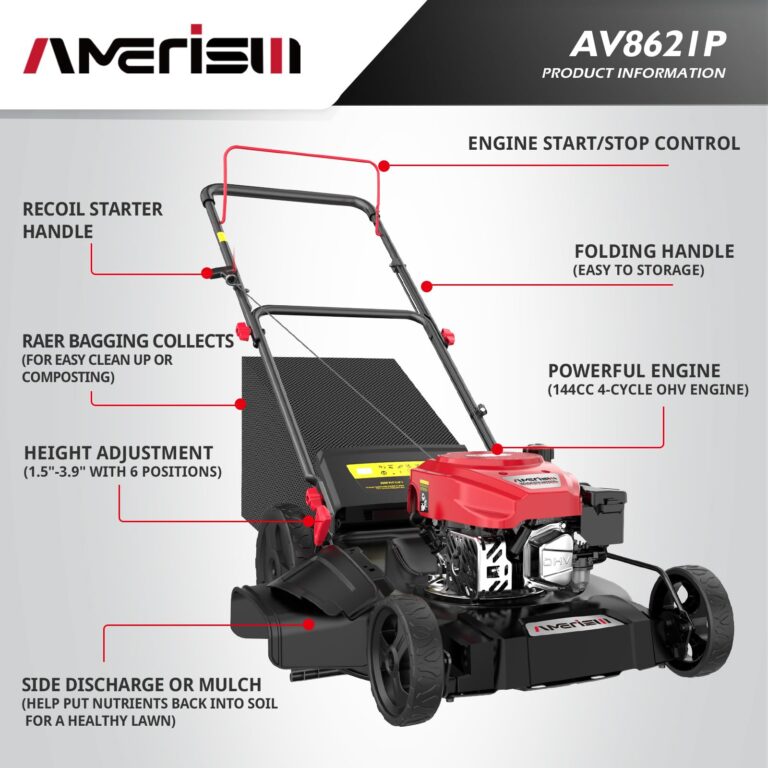 AMERISUN Gas Lawn Mower, 21" with 144cc 4-Cycle OHV Engine 3-in-1 Walk-Behind Push Lawn Mower (AV8621P1) - Image 8