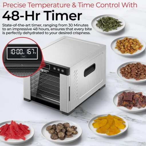 Magic Mill Pro Food Dehydrator Machine | 7 Stainless Steel Trays | Dryer for Jerky, Dog Treats, Herb, Meat, Beef, Fruit | Keep Warm Function, Digital Timer and Temperature Control, ETL Approved - Image 4